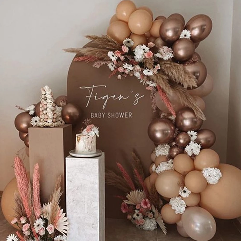 

80Pcs Metal Chrome Champagne Gold Color Balloons Garland Kit Chain Globos Arch For Baby Shower Birthday Party Wedding Decoration