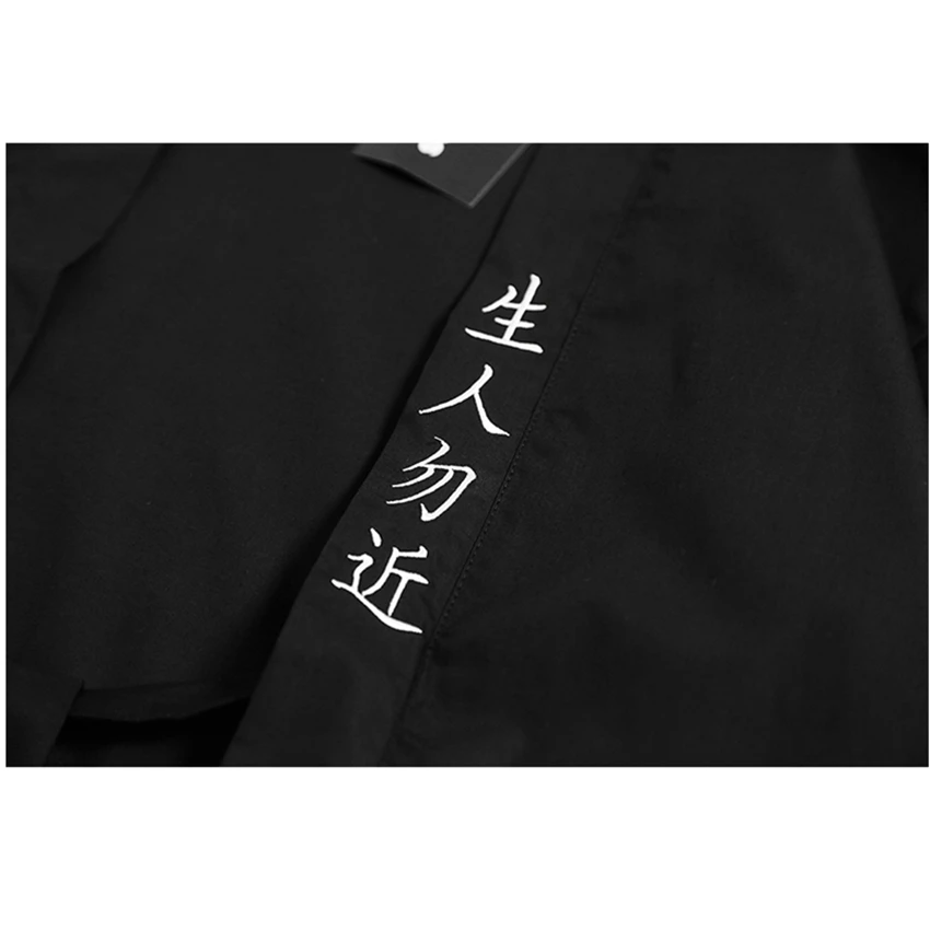 

Japanese Traditional Kimono Cardigan Black Cotton Fashion Stagei Samurai Cosplay Costumes Chinese Style Coat Streetwear