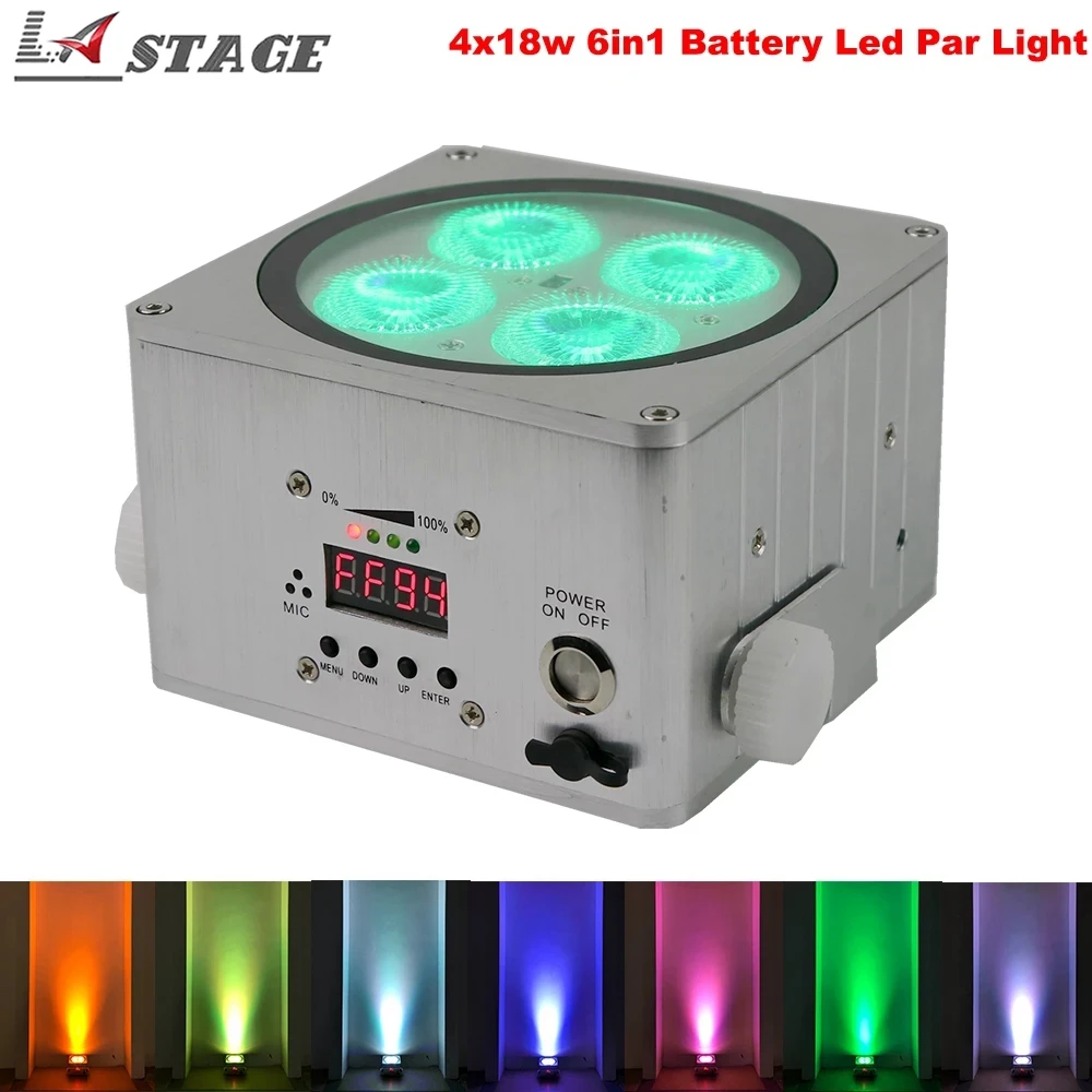 Бесплатная доставка Led Uplight Smart Dj Par батарея 4X18W RGBWA + УФ подзарядка питание от