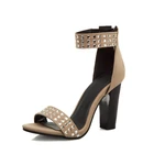 Женские босоножки на платформе и высоком квадратном каблуке 9,5 см, Размеры 33-50