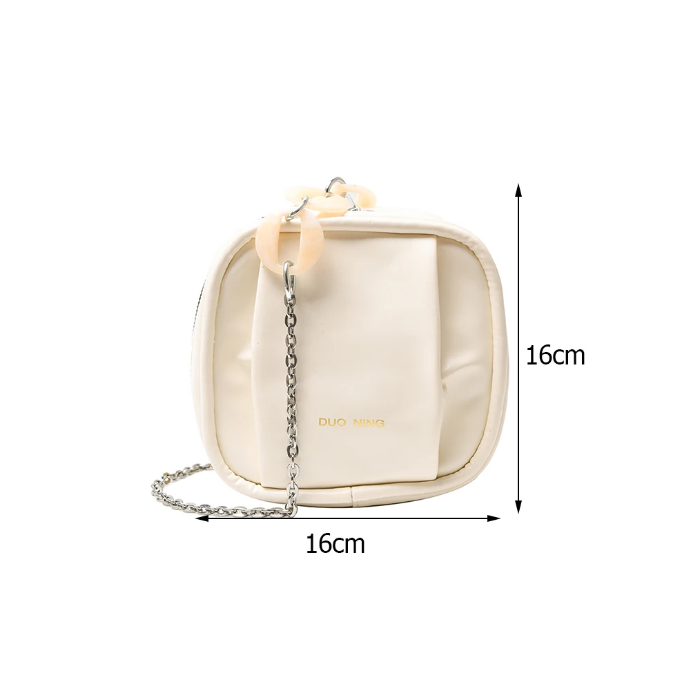 

Fashion Women PU Leather Square Solid Color Shoulder Crossbody Messenger Bag Ladies Casual Chain Small Purse Handbags
