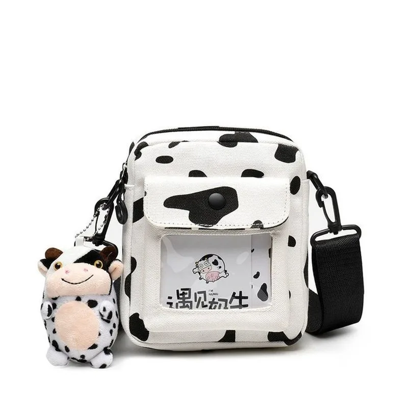 Funny Personality Cow Dots Design Youth Women's Shoulder Bag 2021 New Canvas Teens Girls Crossbody Messenger Bags for Shopping