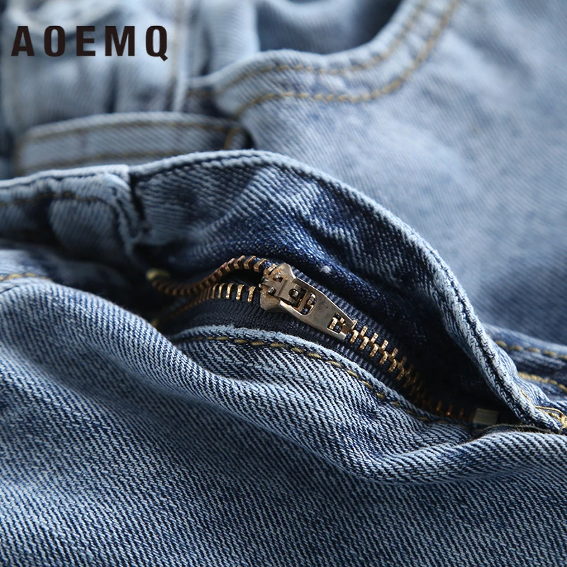 AOEMQ джинсы размера плюс хлопковые мягкие повседневные штаны однобортные на