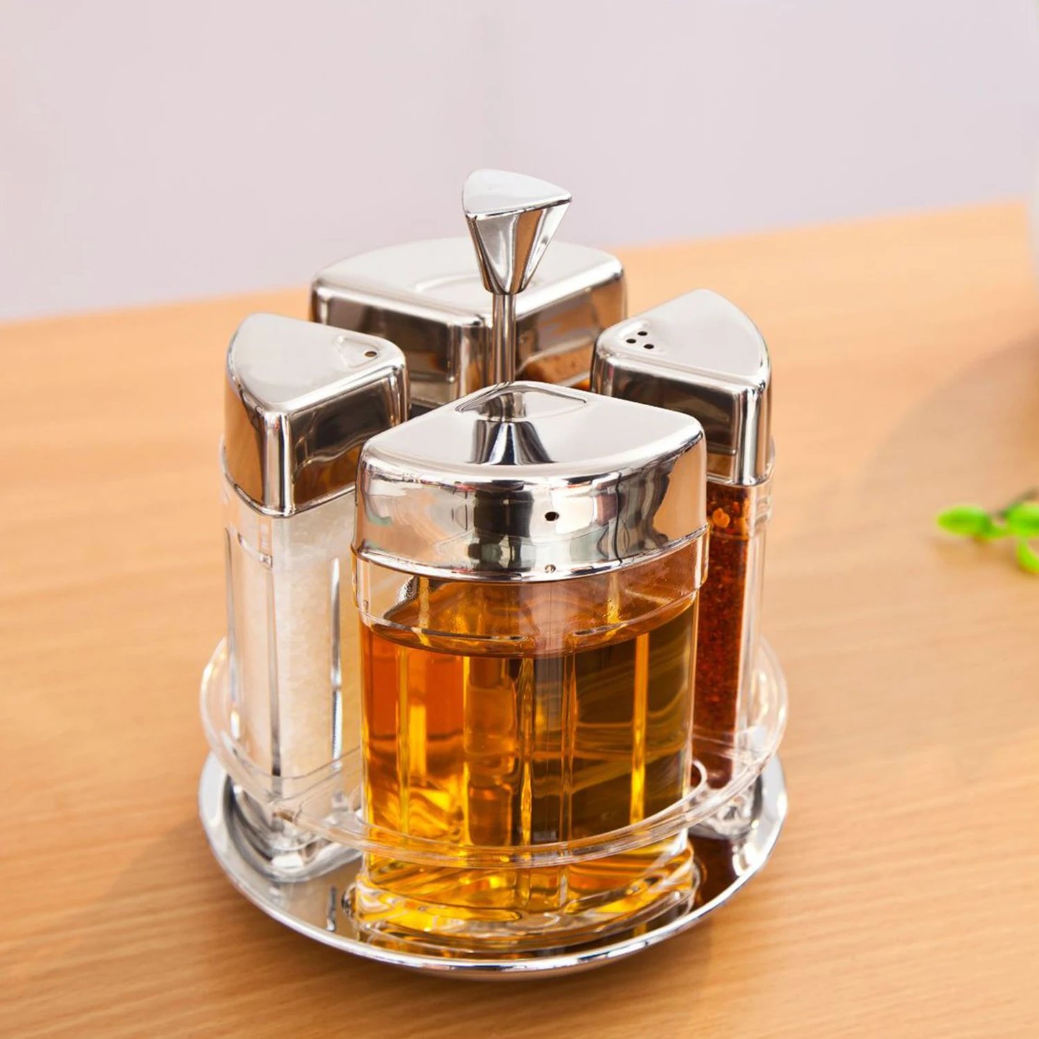 Новая Вращающаяся Полка для специй набор приправ держатель диспенсер масла соли