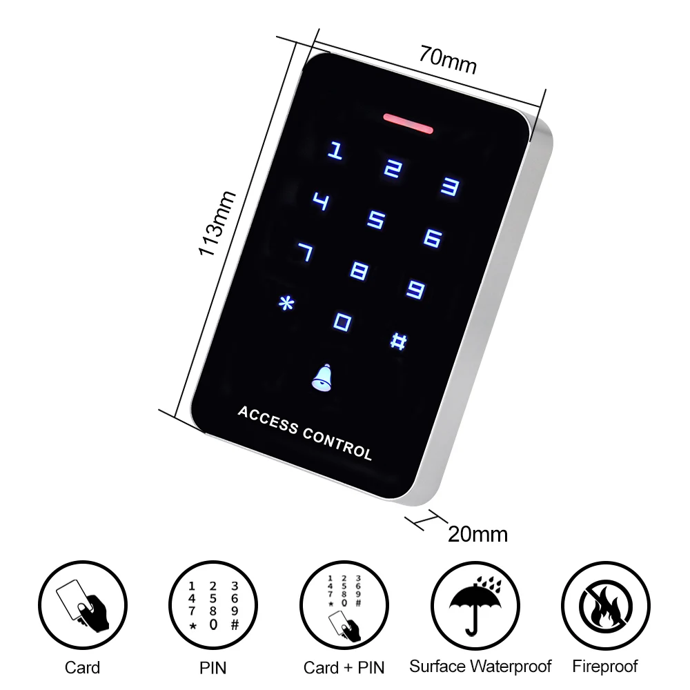 125 кГц 12 В постоянного тока клавиатура с контролем доступа RFID кардридер сенсорная