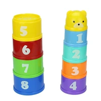 9pcs folding tower stacking cups color ring tower toys piles stacking cups children early education learning toys