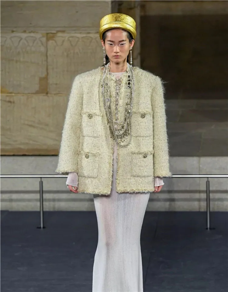 Высокое качество подиумная Женская твидовая куртка 2019 осень зима элегантные