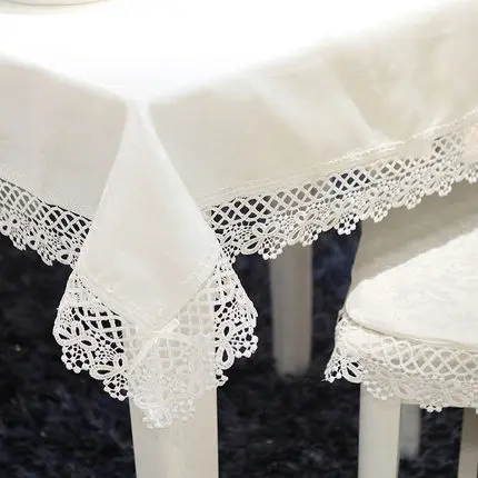 

Europe luxury embroidered tablecloth table dining table cover white Jacquard table cloth Idyllic lace table flag 81052