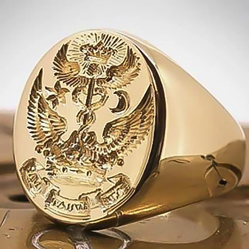 

2020 New Fashion Simple Punk Style Gold Two-Color Eagle Open Wings Ring Men And Women Jewelry Gift