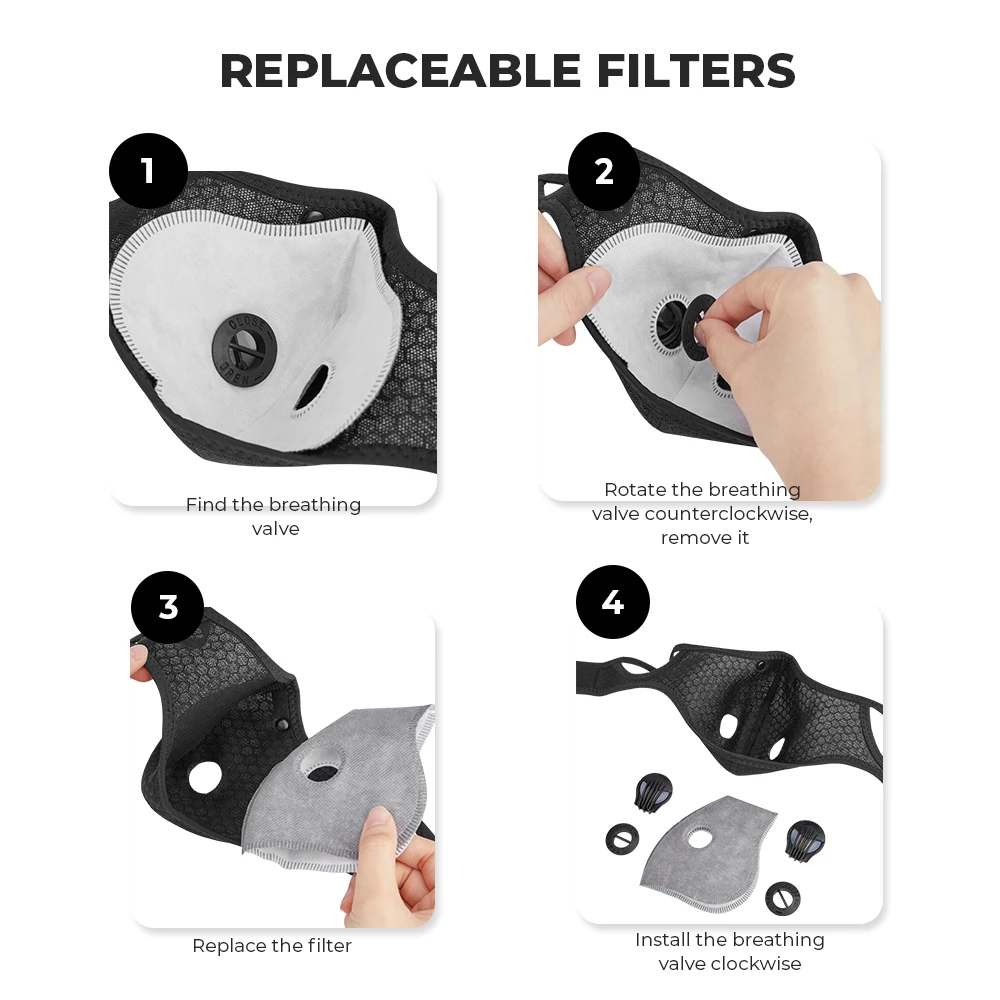 Маска для езды на мотоцикле KEMIMOTO PM2.5 пылезащитная велосипедная маска со сменными