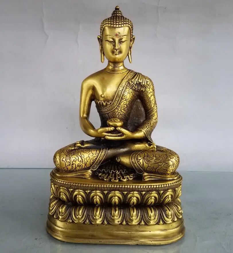 

China brass sit lotus Sakyamuni Buddha crafts statue