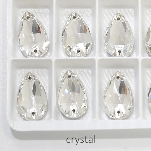 Crystal 11x18 мм Красочные 24 цвета лучшее качество пришить стразы каплевидной формы бутик стекло Flatback пришить декоративные камни для одежды F0051 - Цвет: Crystal