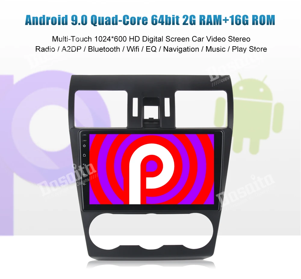 Dasaita " Android 9,0 для Subaru Forester WRX XV мультимедиа поддержка gps навигация Wifi Bluetooth RDS