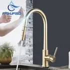 Матовый золотой Выдвижной Смеситель для кухонной раковины Smart Touch смеситель для горячей и холодной воды Выдвижной Смеситель для кухни черный никель
