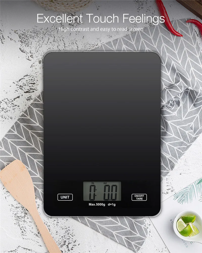 DIGOO DG-TGK1, цифровые весы из закаленного стекла, 1 г/5 кг, весы для еды, ультра тонкие, закаленное стекло, ЖК-дисплей, кухонный инструмент