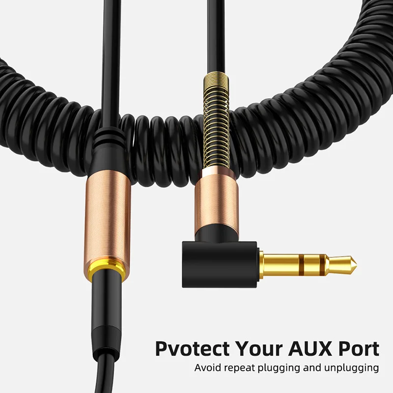 

Audio Cable Elbow Spring Retractable Male to Female AUX Extension Wire Audio Speaker Telescopic Copper Cord 3.5mm Mobile Cables