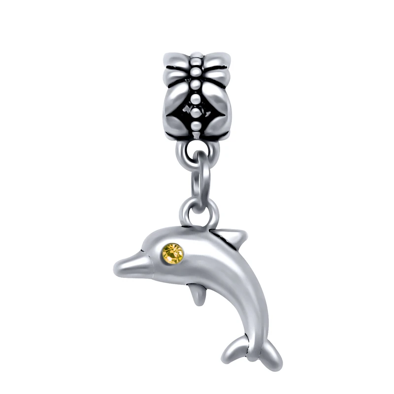 Модная подвеска в виде дельфина с кристаллами глаз подходит для браслетов Pandora