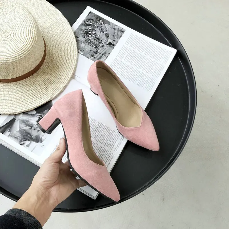 ZawsThia/пикантные женские тонкие туфли из искусственной замши с v-образным вырезом