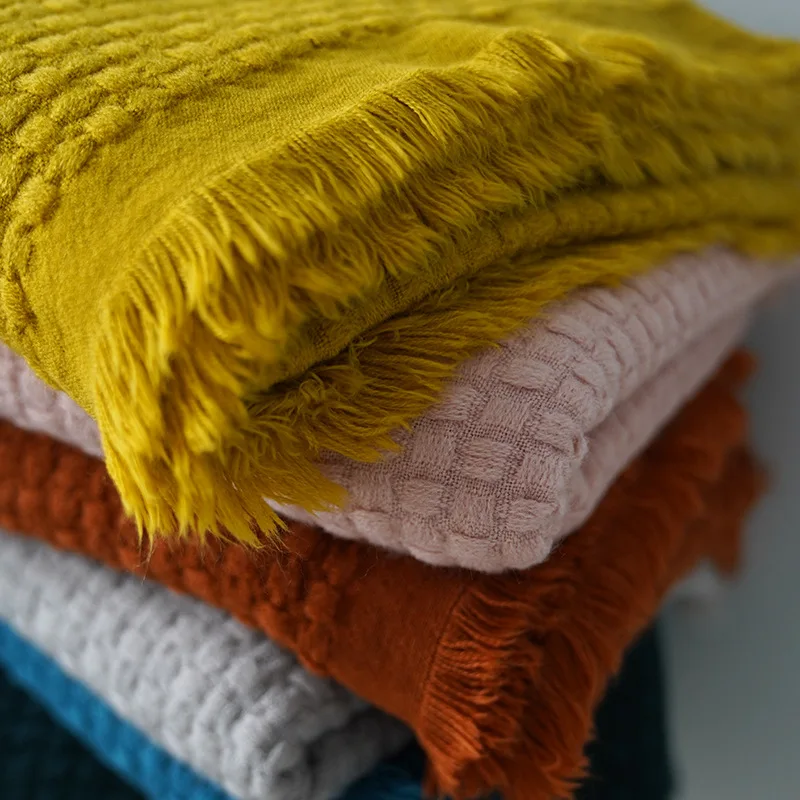 

Waffle Nordic Knitted Throw Thread Blanket for Travel, Office Bedding Coverlet, Soft TV Nap Blankets, Sofa Towel, Winter