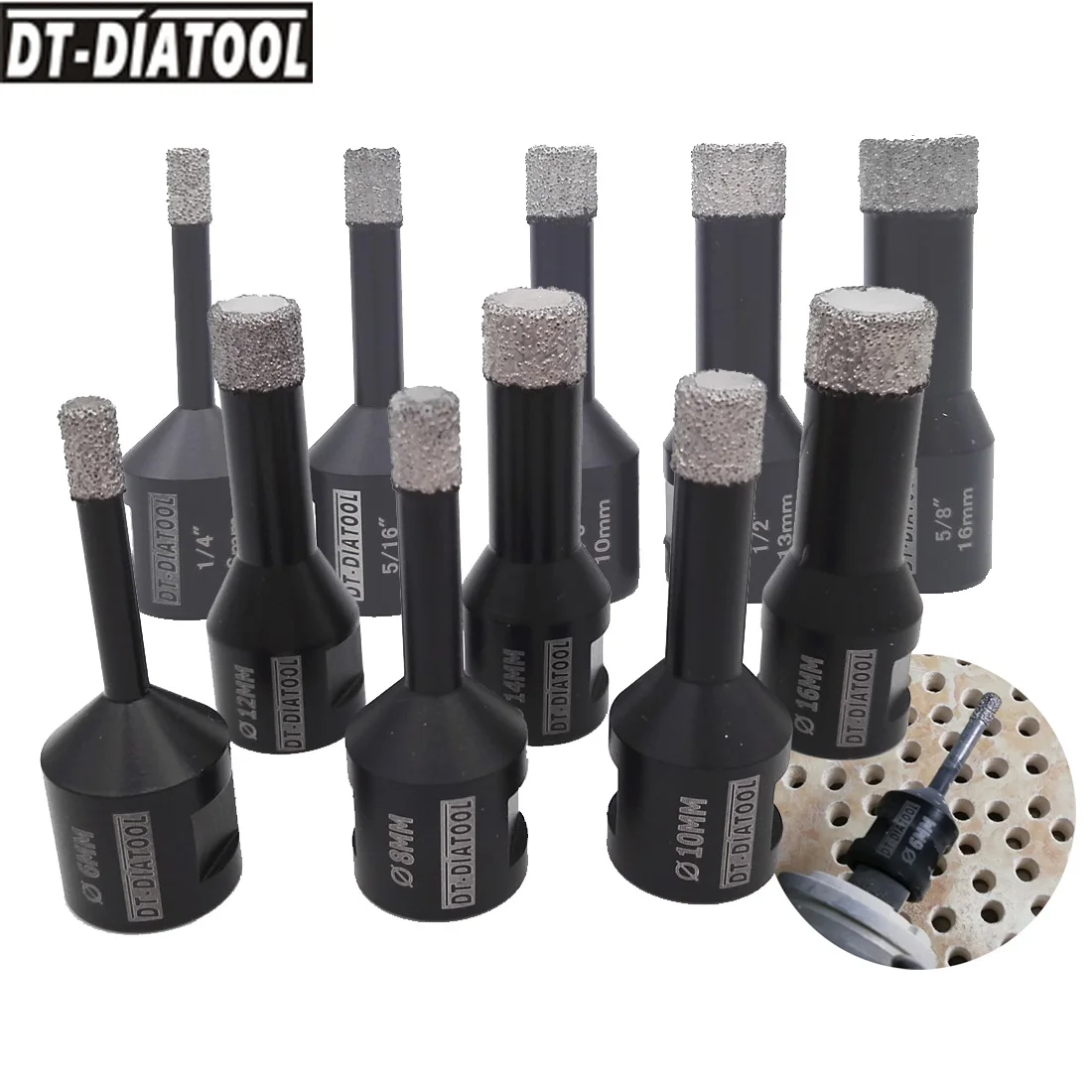 

DT-DIATOOL 2pcs Diamond Dry Hole Saw Drilling Core Bits with M14 Thread Drill Bits for Porcelain Tile Ceremic Marble