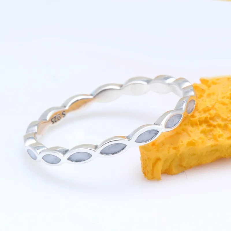 

Original 925 Sterling Silver Pan Ring Innovative Enamel Continuous Oval Ring For Women Wedding Party Gift Fashion Jewelry