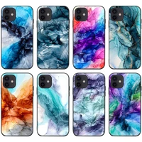 watercolor marble pattern case for iphone 12 pro max xr xs x full cover silicone phone case for iphone 11 7 8 plus 6 6s se 2020