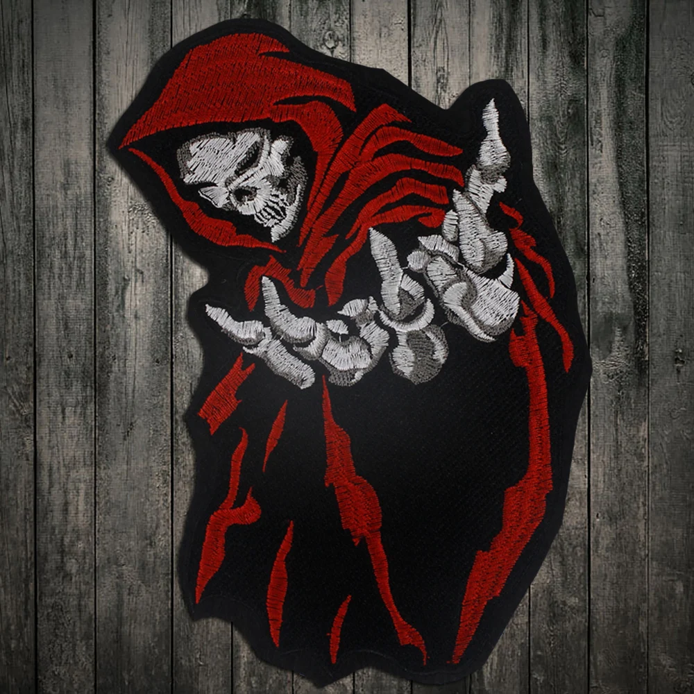 Вышитый череп большие нашивки на спину байкерские куртки мотоциклетная жилетка