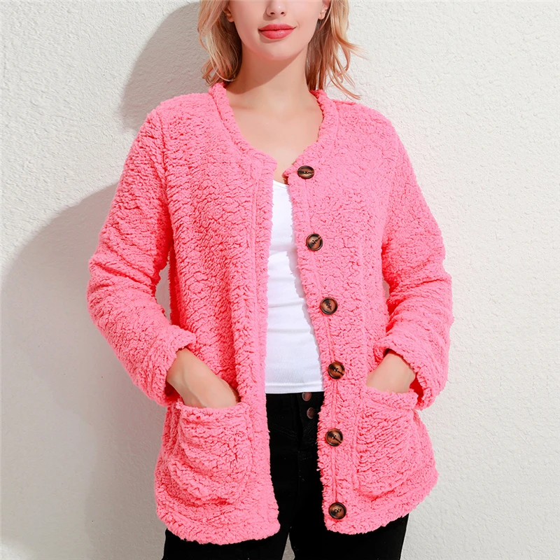 

New Teddy Coat Women Fluffy Jacket Autumn Plush Thick Casual Plus Size Lamb Winter Faux Fur Coat Female Overcoat