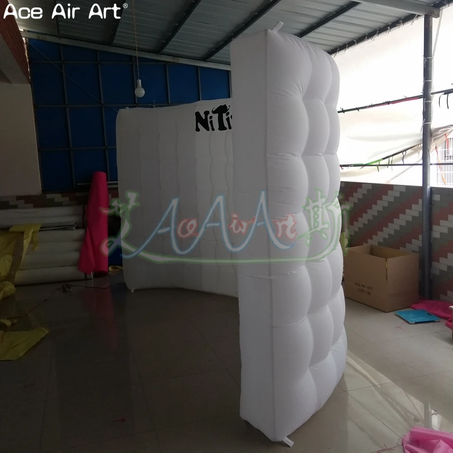 3x2.1m Silver color inflatable Dj booth wall,photo booth backdrop with interior blower for entertainment on wedding parties