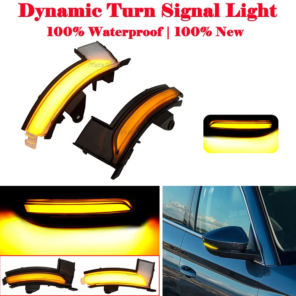 

2Pcs Smoked Sequential Led Dynamic Amber Side Mirror Blinker Indicator Turn Signal Lights For Skoda Kodiaq 2016-