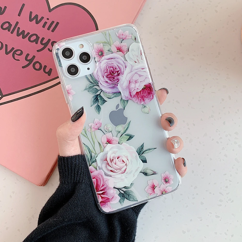 LOVECOM гальванический цветок лист геометрический чехол для телефона iPhone 11 Pro Max XR XS X