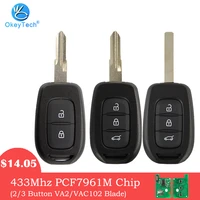 okeytech remote key for renault megane 2 captur duster clio modus logan 23 button 4a pcf7961m chip for keys card for programmer