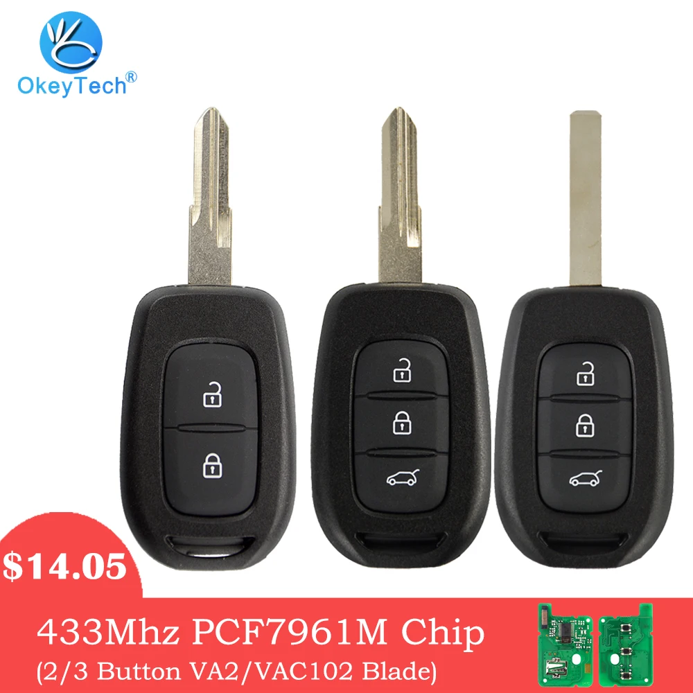 Дистанционный ключ OkeyTech для Renault Megane 2 Captur Duster Clio Modus Logan 2/3 Кнопка 4A PCF7961M чип ключей