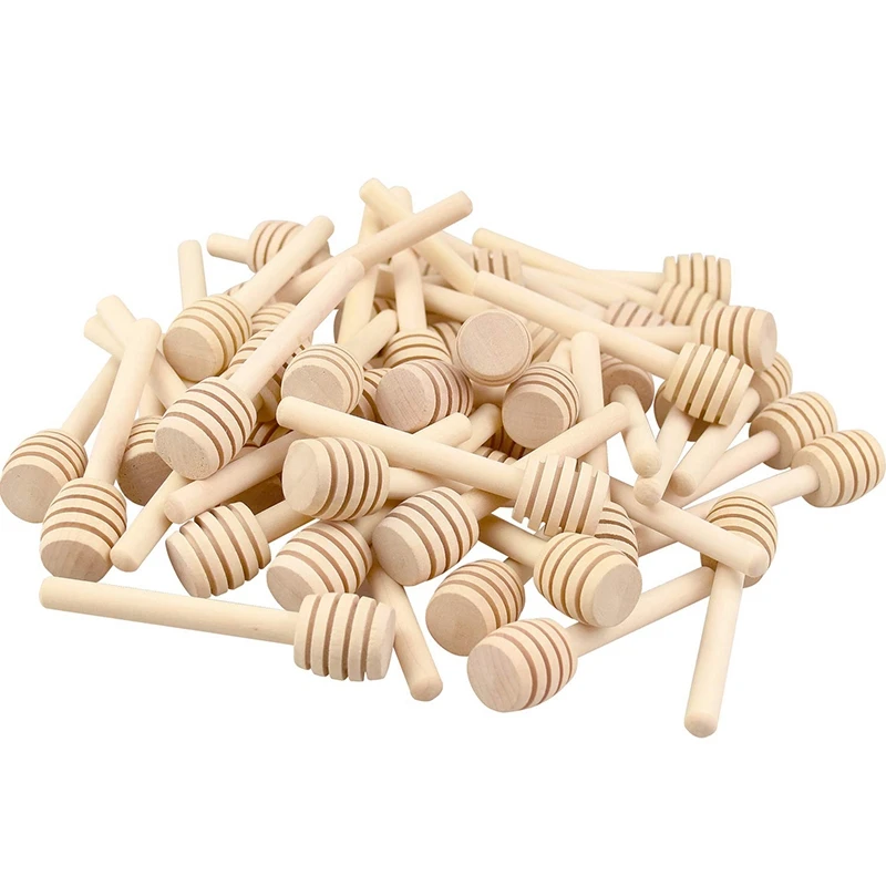 150 Pack 3 Inch Mini Wood Honey Dipper Sticks Individually Wrapped Server for Jar Dispense Drizzle | Дом и сад