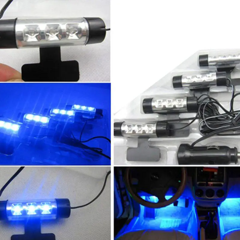 Car One with Four Atmosphere Lights Interior Decoration Foot LED Glowing Blue Light Accessories Decorative Lamps Strips | Автомобили и