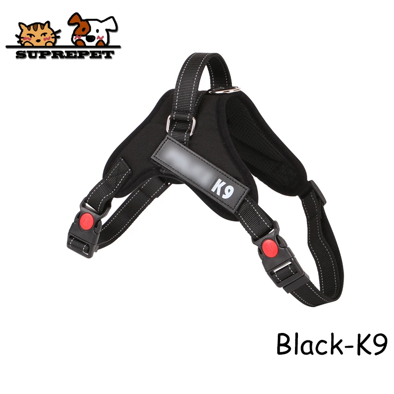 Black - K9 SUPREPET поводок для собак Хаски очень прочный нейлон поводок для собак жилет Лидер поводок ошейник регулируемый поводок Светоотражающие принадлежности для собак - Цвет: Black - K9