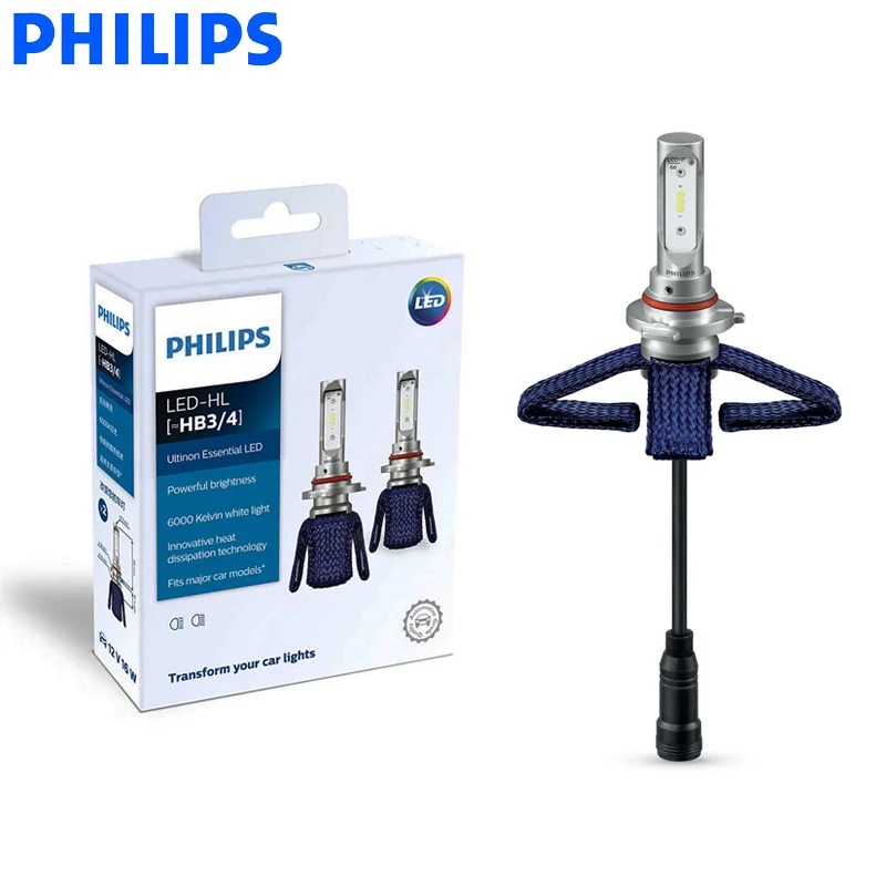 Philips светодиодный автомобильный светильник 9005 9006 HB3 HB4 Ultinon Essential 6000 К яркий белый