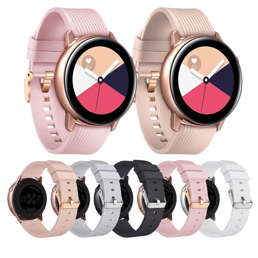 

Ремешок спортивный для Samsung Galaxy Watch Active 20 мм, силиконовый браслет для Gear S2 classic Gear Sport 42 мм Huawei Huami