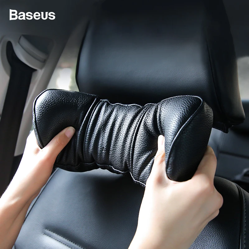 Автомобильная подушка для шеи Baseus, регулируемая подушка из искусственной кожи, подголовник с 3D эффектом Памяти, подушка для сиденья, чехол для шеи автомобиля, аксессуары для автомобиля