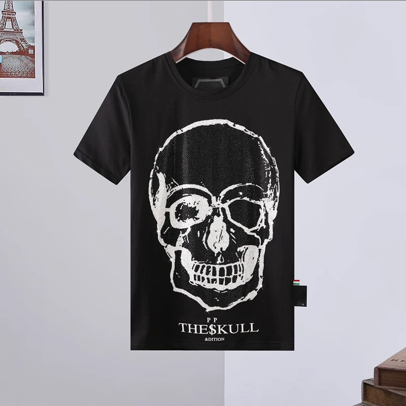 

2022 PP Plein Brand Men Round Neck Short Sleeve Fashion Tops T-shirt Men's Cotton SKULL Tshirt Street Hip-Hop Hombre manga corta