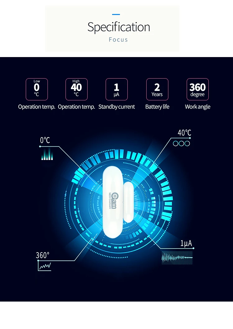 НЕО Coolcam NAS-DS01Z Z-Wave двери окна Сенсор Совместимость с Z волна 300 серии 500 магнит замок Сенсор сигнал тревоги