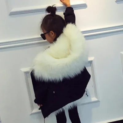 Black Black Fur Меховая куртка для девочек и мальчиков зимние парки верхняя одежда для детей ясельного возраста шуба из искусственного лисьего меха для девочек, черная детская одежда с капюшоном, TZ323 - Цвет: Black Black Fur