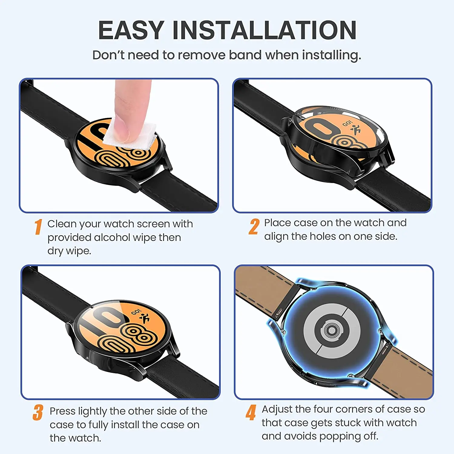 Watch Cover+Tempered Glass Screen Protecto for Samsung Galaxy Watch 4 40MM 44MM, Clock Protection Case for Galaxy Watch 4