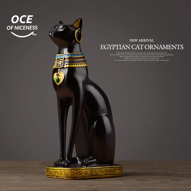 

Egyptian Cat Resin Craft Vintage Home Decor Modern Vintage Baster Goddess God Pharaoh Figurine Statue for Table Ornaments Gift
