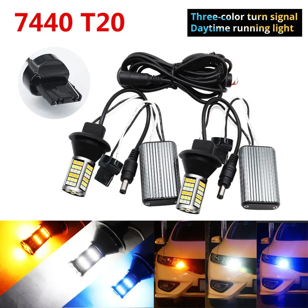 2 шт. T20 7440 W21W Светодиодный лампочки Canbus 81 3030 SMD белый/желтый/светло-голубой авто