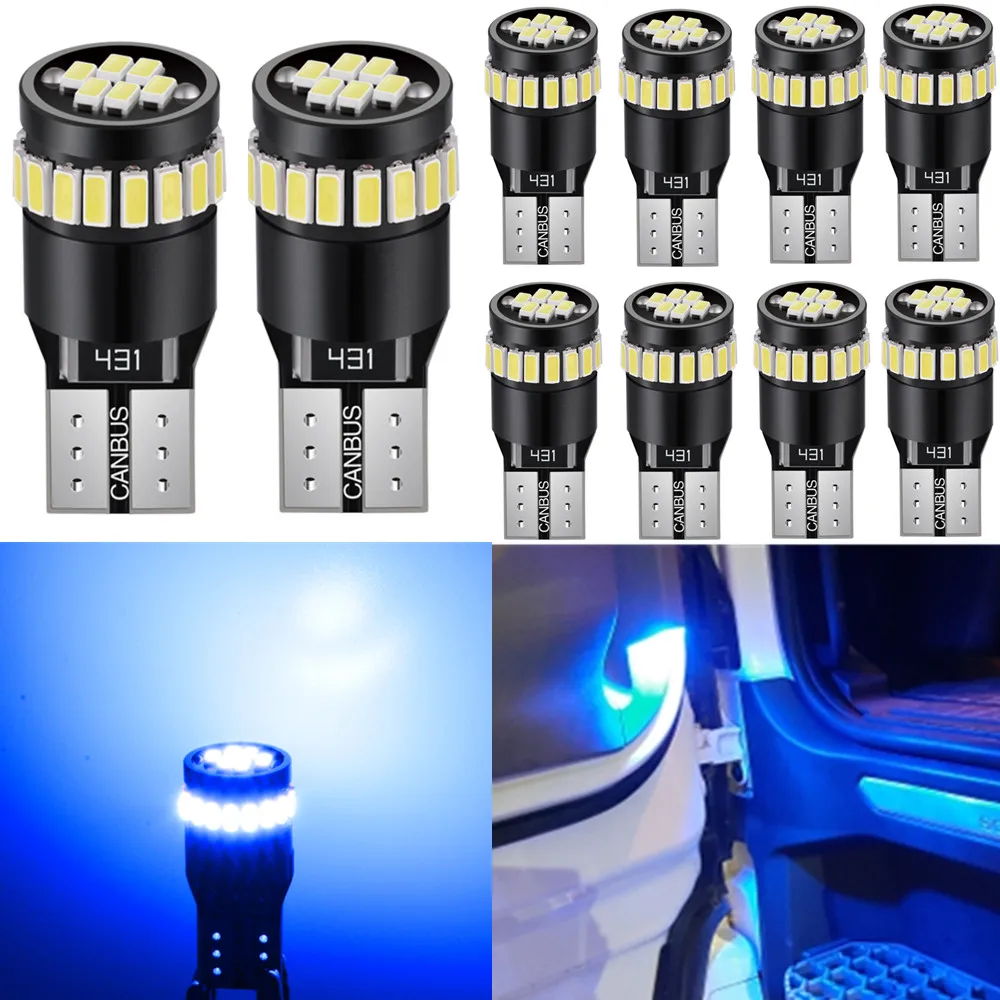 

10pcs For Audi A4 B8 b6 b7 a3 8p 8v c7 c6 q5 a5 White Red Blue Amber Canbus Error Free T10 w5w LED Bulb Interior Dome Map Light