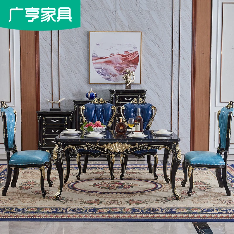 Классический стол из эбенового дерева полностью массива мраморный