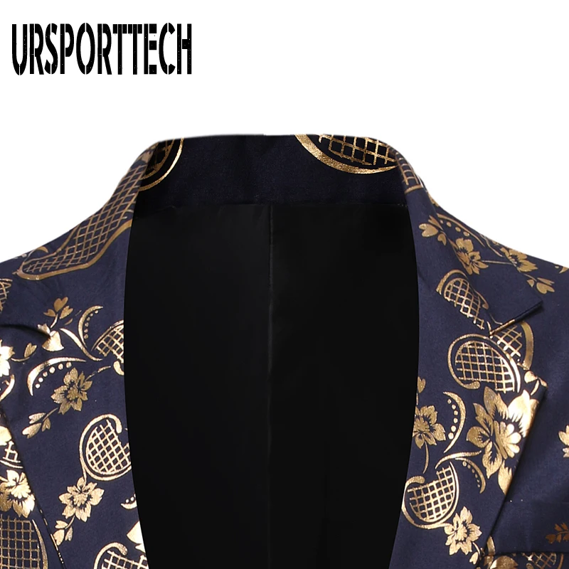 Золотой жаккардовый блейзер с бронзовым цветочным рисунком для мужчин бренд 2020
