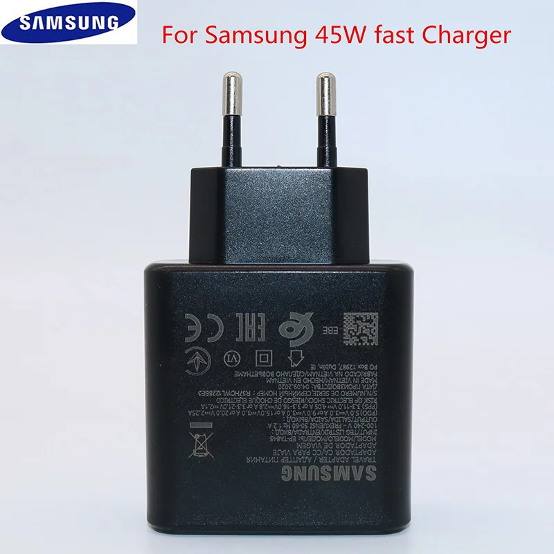 Оригинальное Супербыстрое зарядное устройство Samsung 45 Вт PD быстрое с кабелем типа