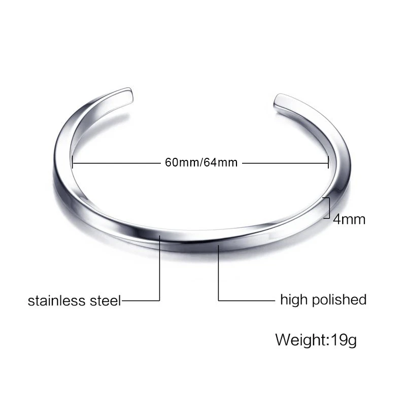 

Vnox Vintage Stainless Steel Bangle for Men Women Mobius Twisted Cuff Bracelet Unisex Casual Pulseira Gents Jewelry
